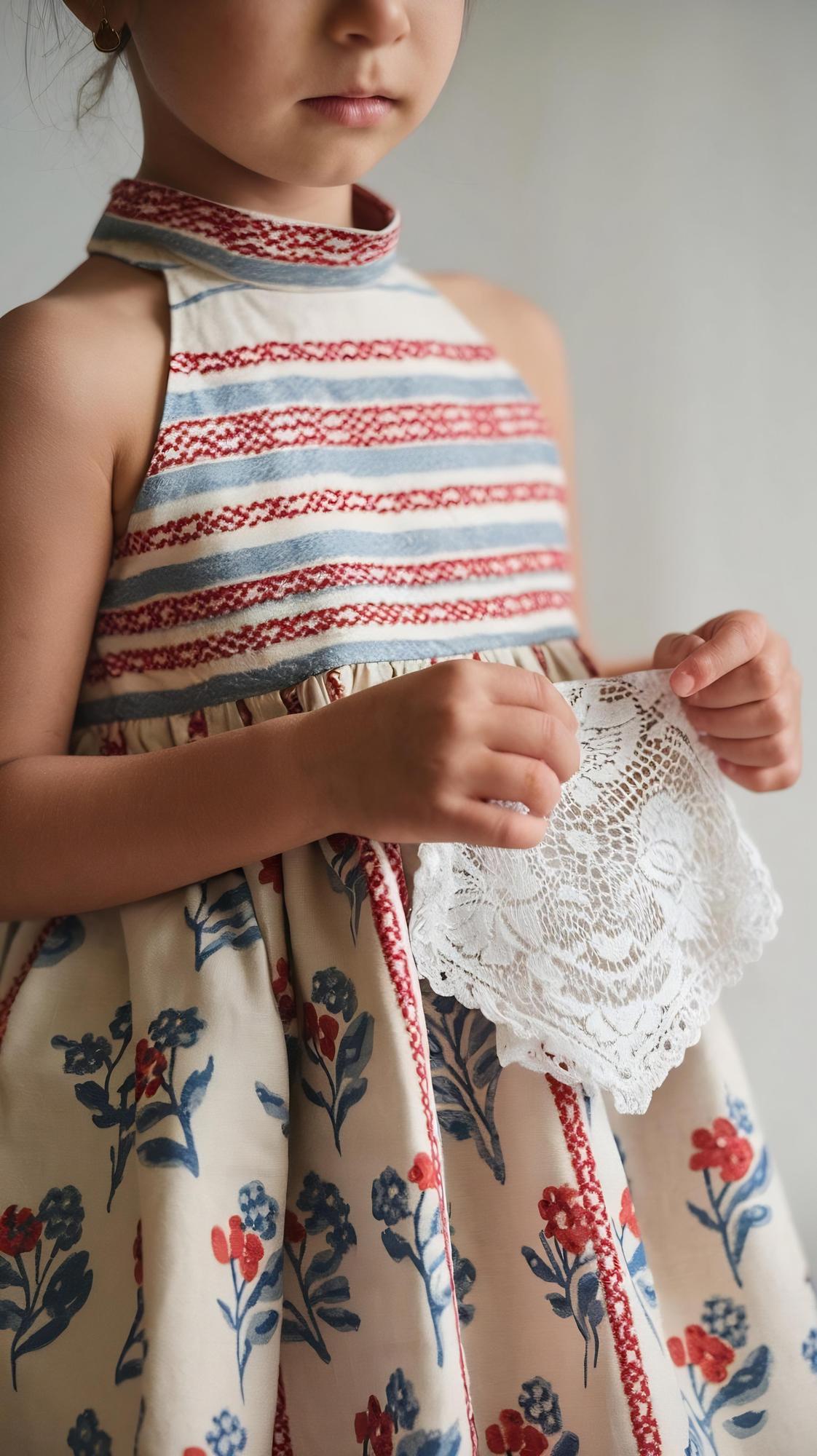 Handgesticktes Kinderkleid, halbnah